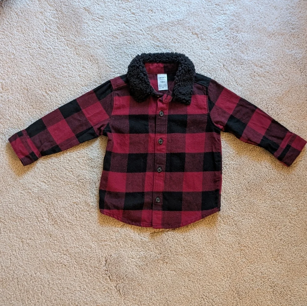 Carter's Red and Black Plaid Button Down Shirt